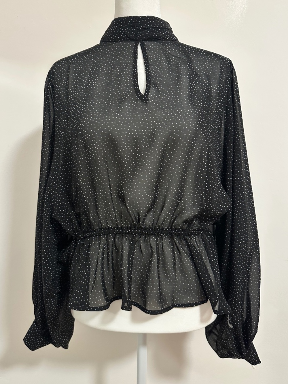 Love Tree Black and White Polka Dot Sheer Top